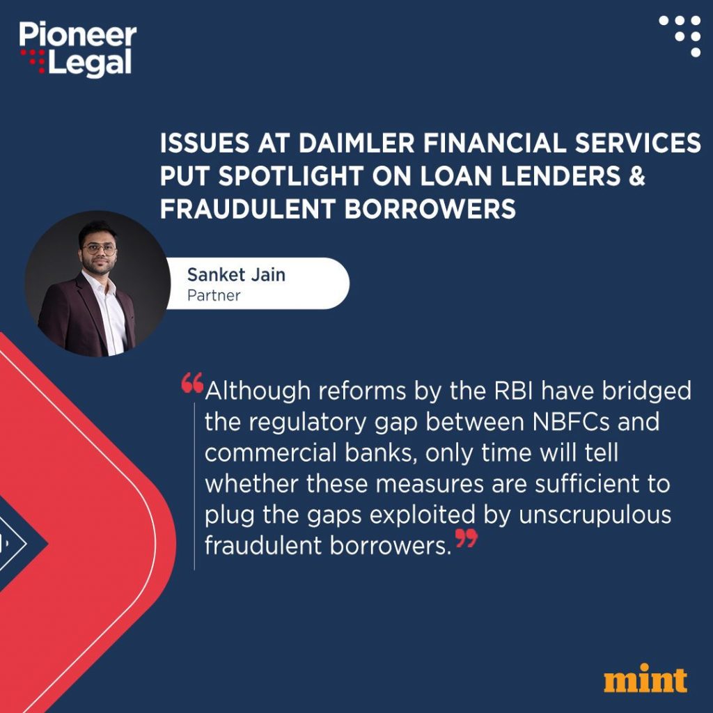 Pioneer Legal - Issues at Dailmer Financial Services put spotlight on Loan Lenders & Fraudulent Borrowers