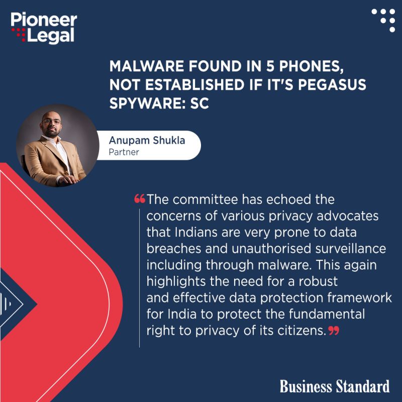 Pioneer Legal - Malware Found in 5 Phones, Not Established if It's Pegasus Spyware: SC