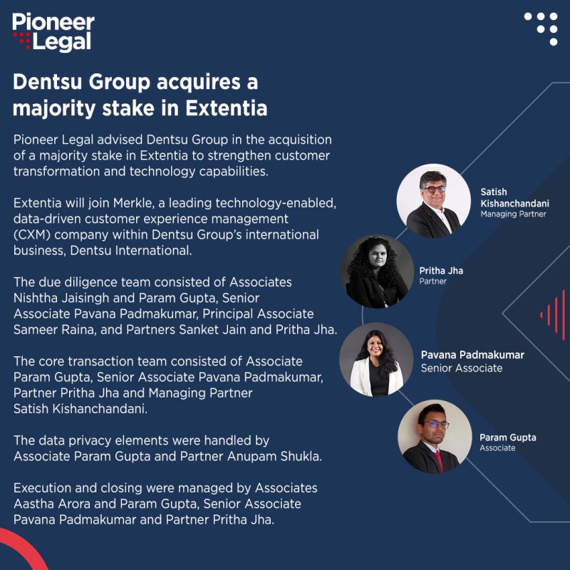 Pioneer Legal - Dentsu Group acquires a majority stake in Extentia