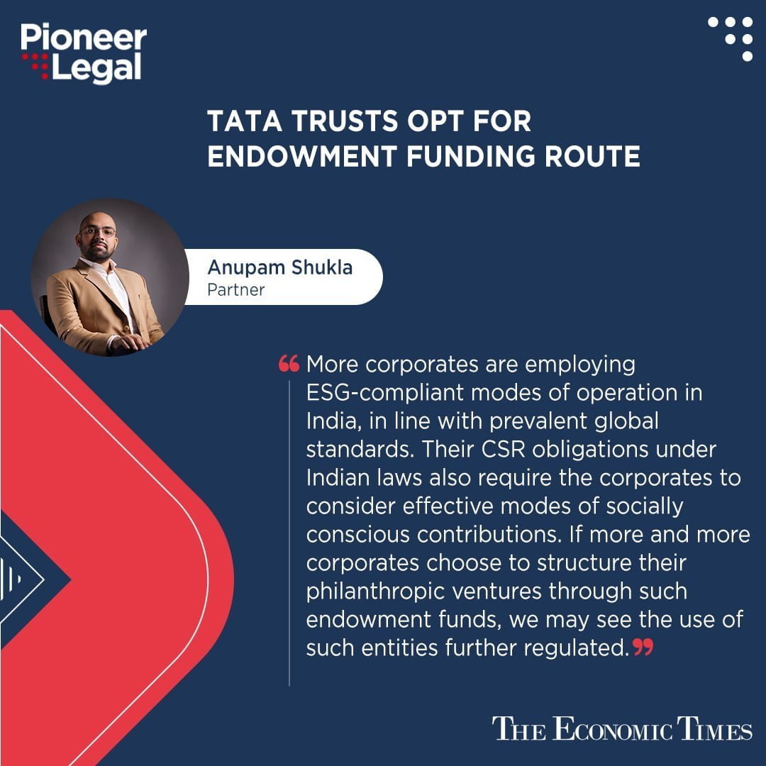 Pioneer Legal - TATA Trust opts for Endowment Funding Route