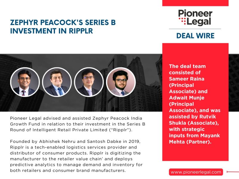 Pioneer Legal - Advised and assisted Zephyr Peacock India Growth Fund
