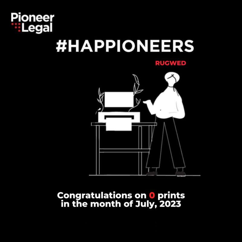 Pioneer Legal - Congratulations Rugwed Dhage on achieving "0 prints"!
