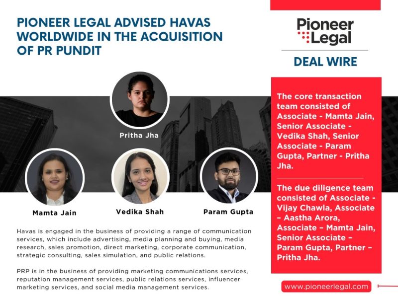 Pioneer Legal - Pioneer Legal advised Havas worldwide in the acquisition of PR Pundit