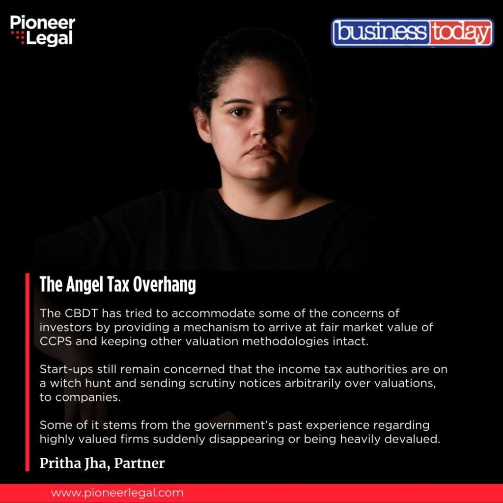 Pioneer Legal - The Angel tax Overhang : Article By Pritha Jha