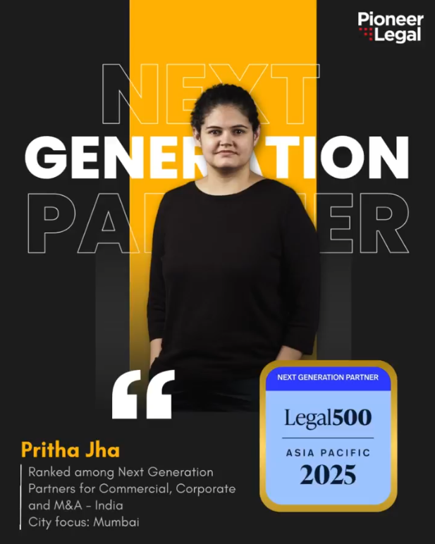 Pioneer Legal - "Next Generation Partner" by Legal 500 in the field of Commercial, Corporate, and M&A.